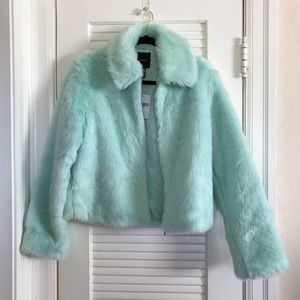 Turquoise faux fur jacket